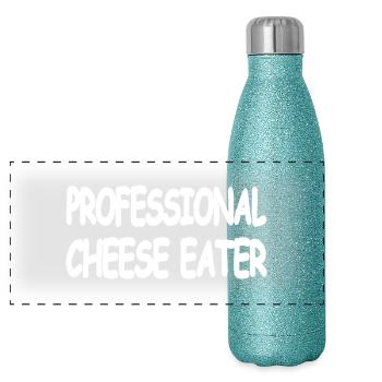 Cheese - Panoramic Glitter Thermal Bottle 500 ml - blue glitter - Front