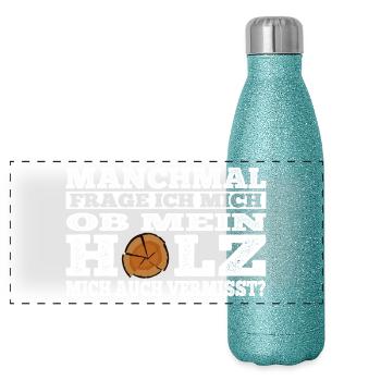 Wood - missing - Panoramic Glitter Thermal Bottle 500 ml - blue glitter - Front
