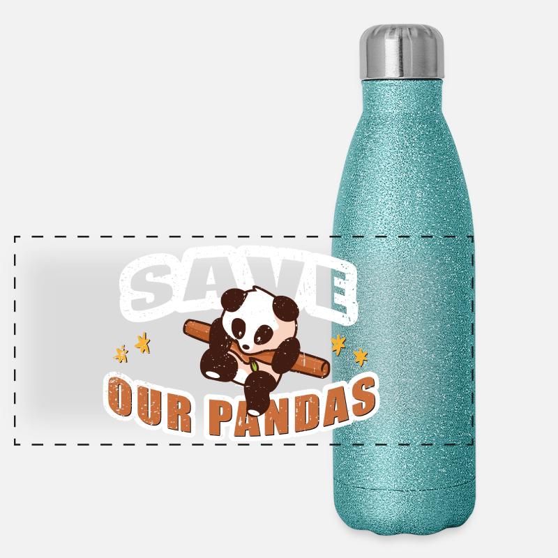 Save our Pandas Panoramic Glitter Thermal Bottle 500 ml