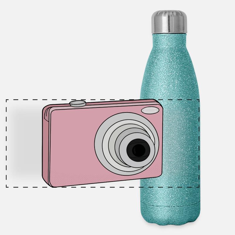 Camera Digital Vintage Panoramic Glitter Thermal Bottle 500 ml