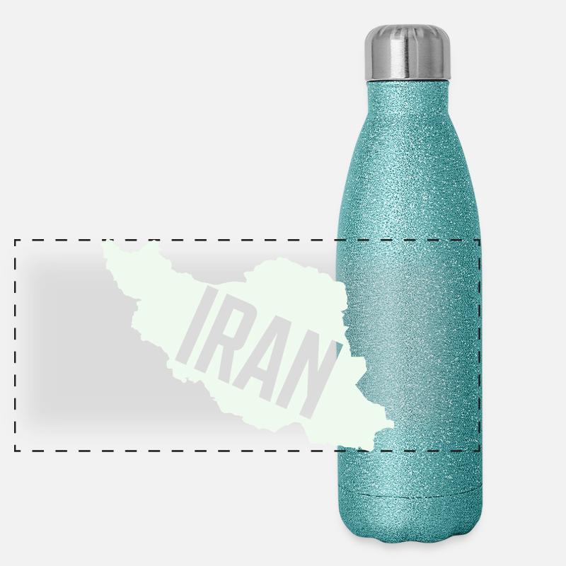 Carte de l’Iran Typographie audacieuse Gourde isotherme panoramique pailletée 500 ml