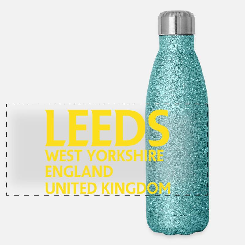 Leeds – England Liedtextdesign Panorama Glitzer Isolierflasche 500 ml