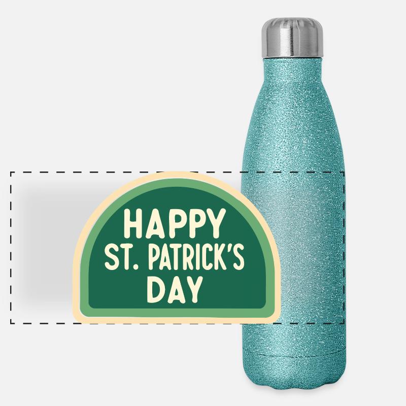 Jour Saint-Patrick Vert Badge Gourde isotherme panoramique pailletée 500 ml