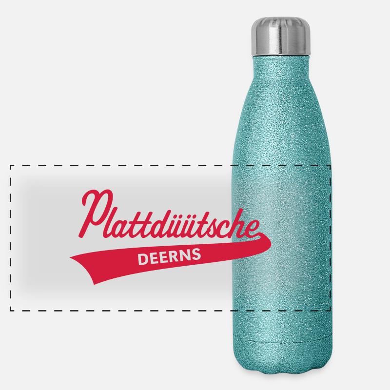 Plattdüütsche Deerns (Plattdeutsche Mädels) Panorama Glitzer Isolierflasche 500 ml