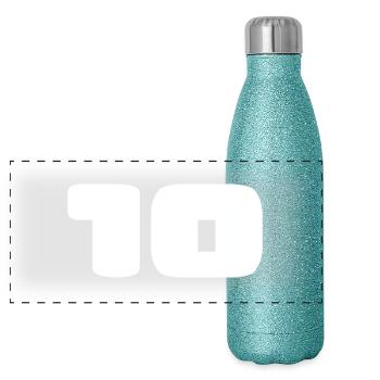 10. 10 ANS. 10e ANNIVERSAIRE. ANNIVERSAIRE 10 ANS. - Gourde isotherme panoramique pailletée 500 ml - paillettes bleues - Devant