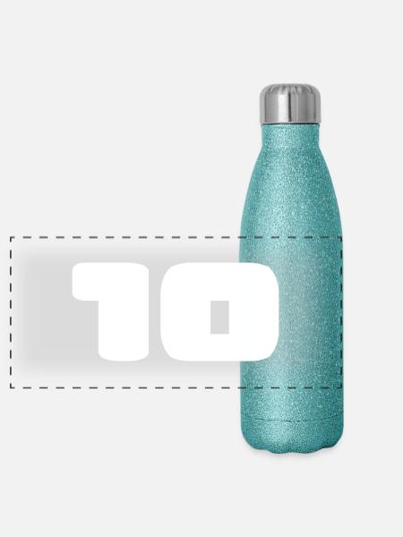 10. 10 JAHRE. 10. Jahrestag. JUBILÄUM 10 JAHRE. - Panorama Glitzer Isolierflasche 500 ml - Blau Glitzer - Vorne