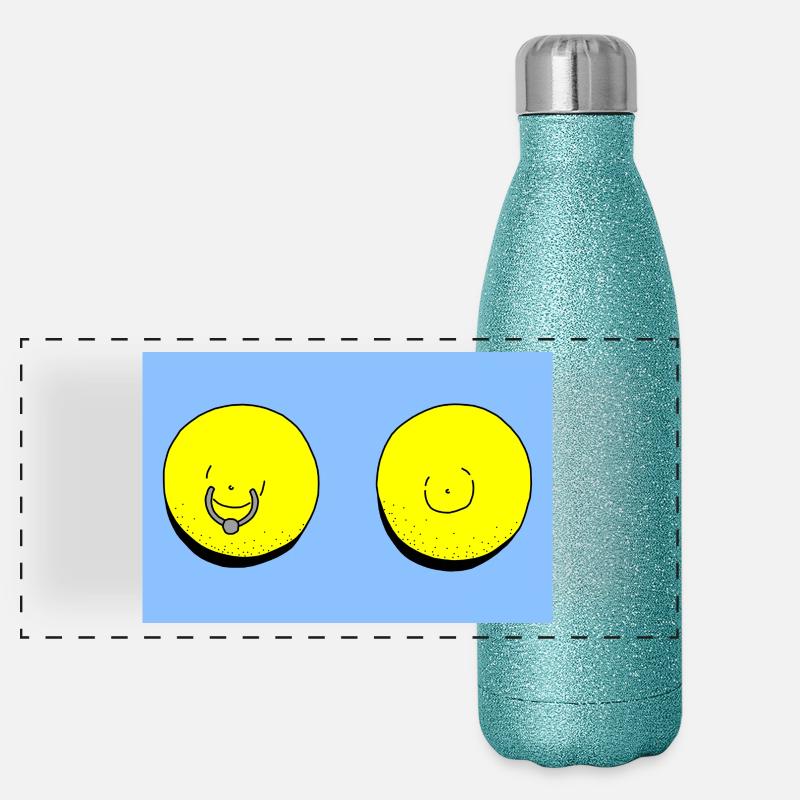 zitrone hellblau Panorama Glitzer Isolierflasche 500 ml