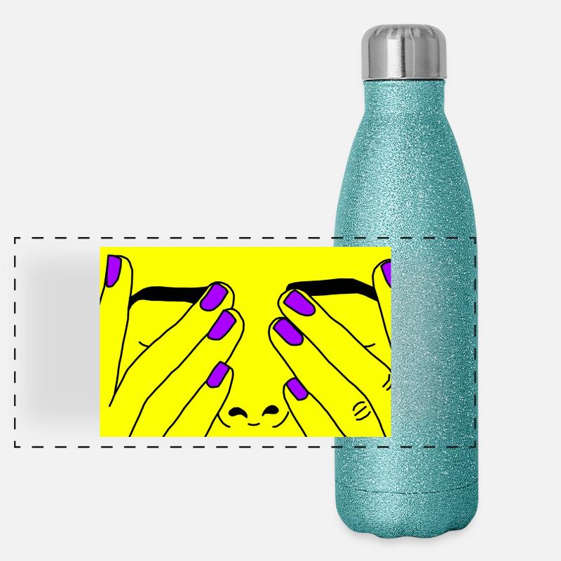Face jaune Gourde isotherme panoramique pailletée 500 ml