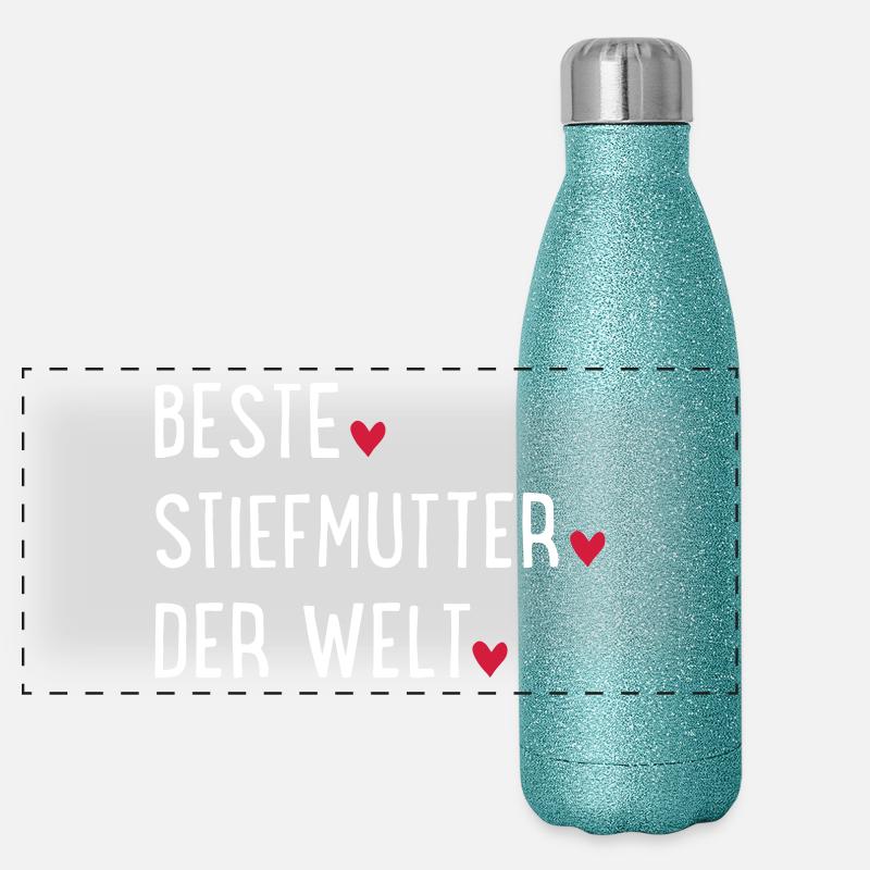 beste Stiefmutter der Welt Panorama Glitzer Isolierflasche 500 ml