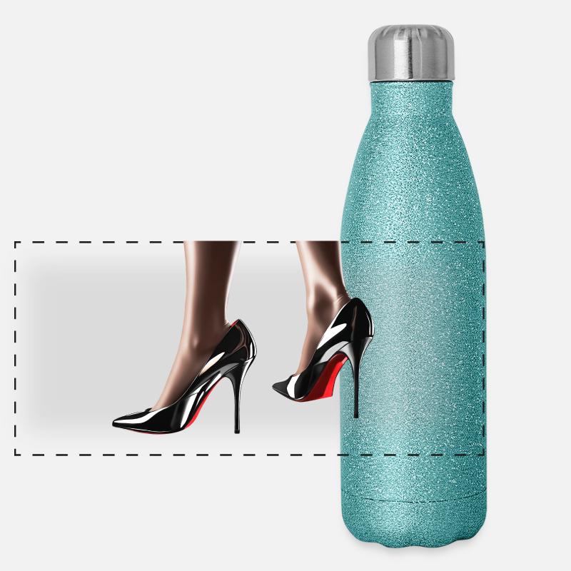 Talons hauts élégants avec une finition brillante Gourde isotherme panoramique pailletée 500 ml