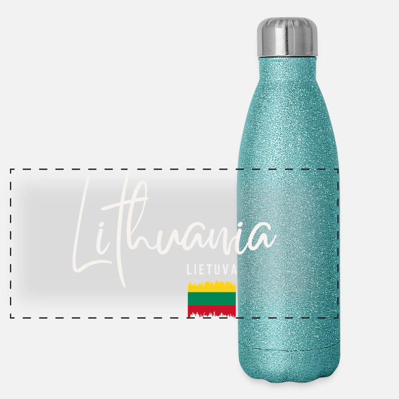 Racines lituaniennes, drapeau de la Lituanie Gourde isotherme panoramique pailletée 500 ml