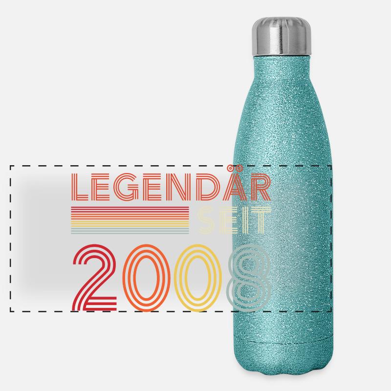 Legendär Seit 2008 Mann Geburtstag Panorama Glitzer Isolierflasche 500 ml
