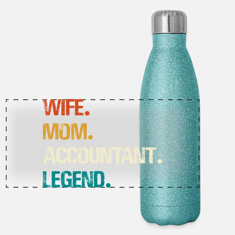 Ehefrau Mutter Buchhalterin Legende Panorama Glitzer Isolierflasche 500 ml