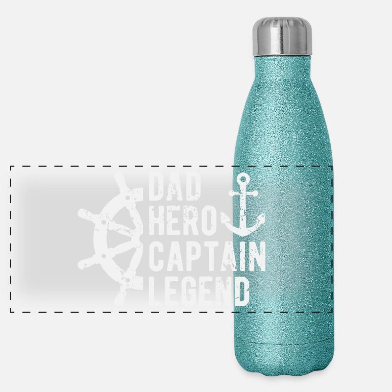 Dad Captain Legend Boating Sailor Boat Panoramic Glitter Thermal Bottle 500 ml