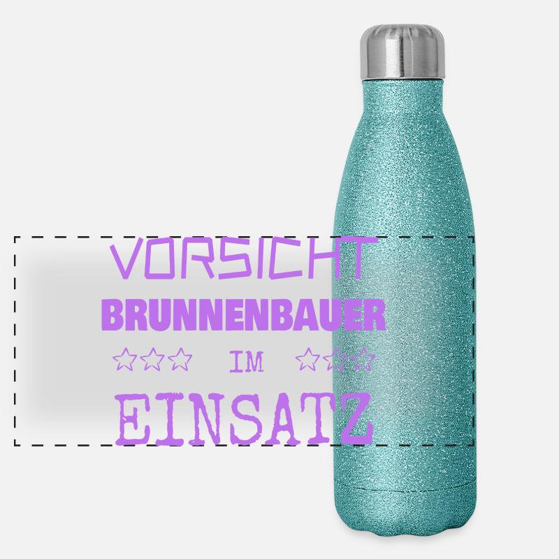Beruf Brunnenbauer Panorama Glitzer Isolierflasche 500 ml