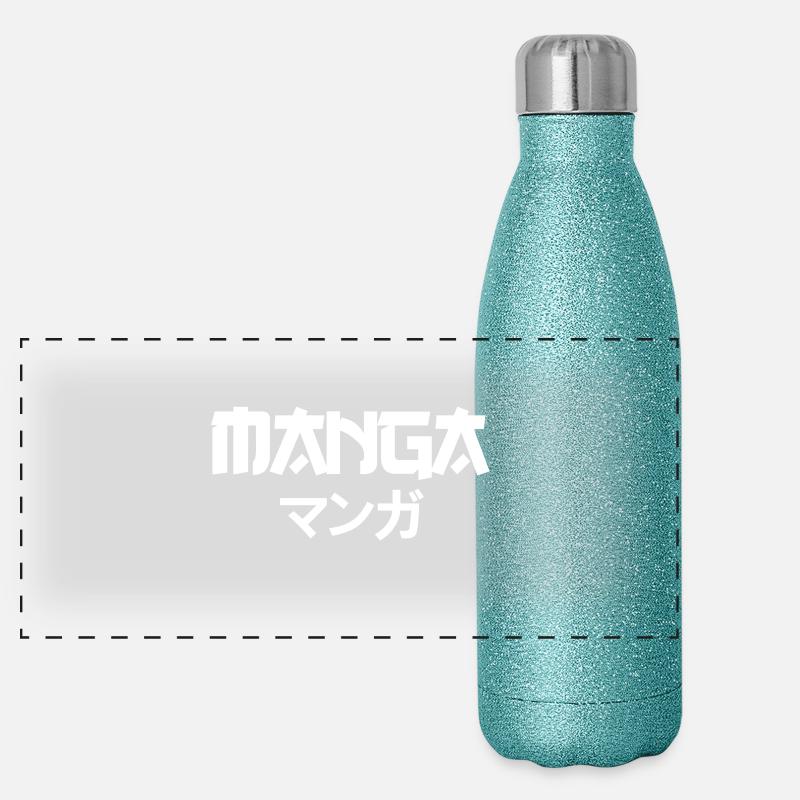 manga wht - Panoramic Glitter Thermal Bottle 500 ml - blue glitter
