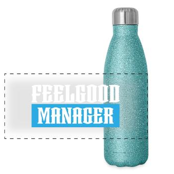 Feelgood manager tshirt black - Panoramic Glitter Thermal Bottle 500 ml - blue glitter - Front