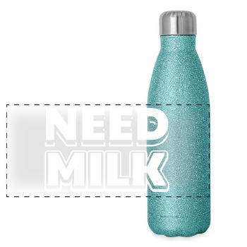 Funny Partner Partnerlook Shirt Need Milk - Panorama Glitzer Isolierflasche 500 ml - Blau Glitzer - Vorne