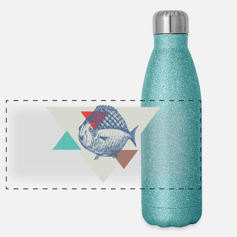 Conception de triangle de poisson Gourde isotherme panoramique pailletée 500 ml