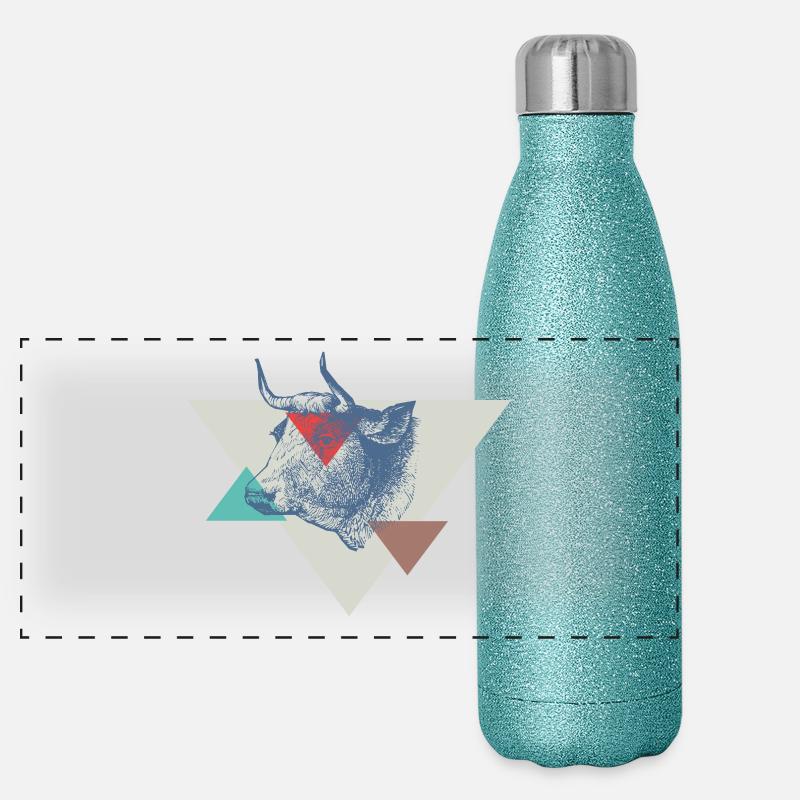 Conception de triangle de vache Gourde isotherme panoramique pailletée 500 ml