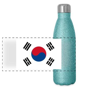 Drapeau de la Corée du Sud - Gourde isotherme panoramique pailletée 500 ml - paillettes bleues - Devant