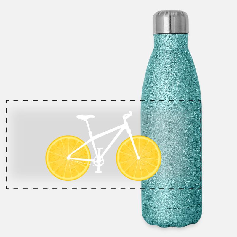 Fruit de vélo citron orange / cadeau Gourde isotherme panoramique pailletée 500 ml