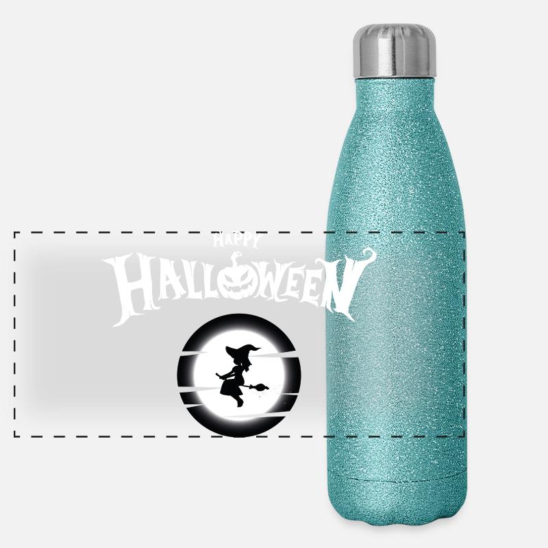 Mondhexe Halloween Panorama Glitzer Isolierflasche 500 ml