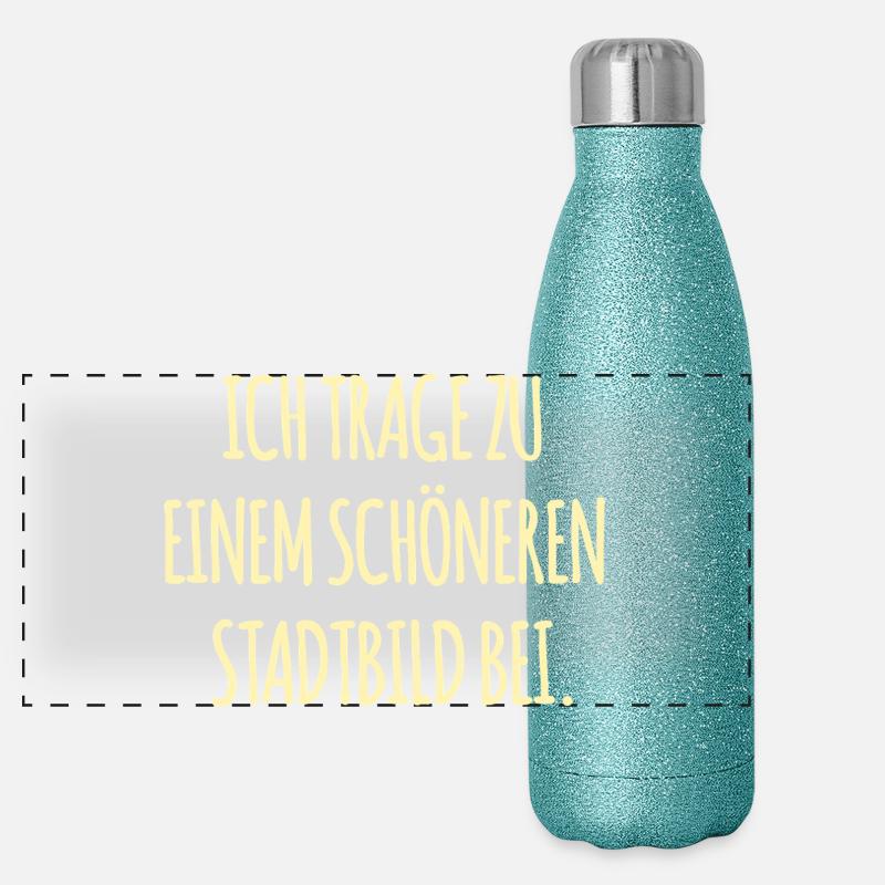 Funny saying cityscape Panoramic Glitter Thermal Bottle 500 ml