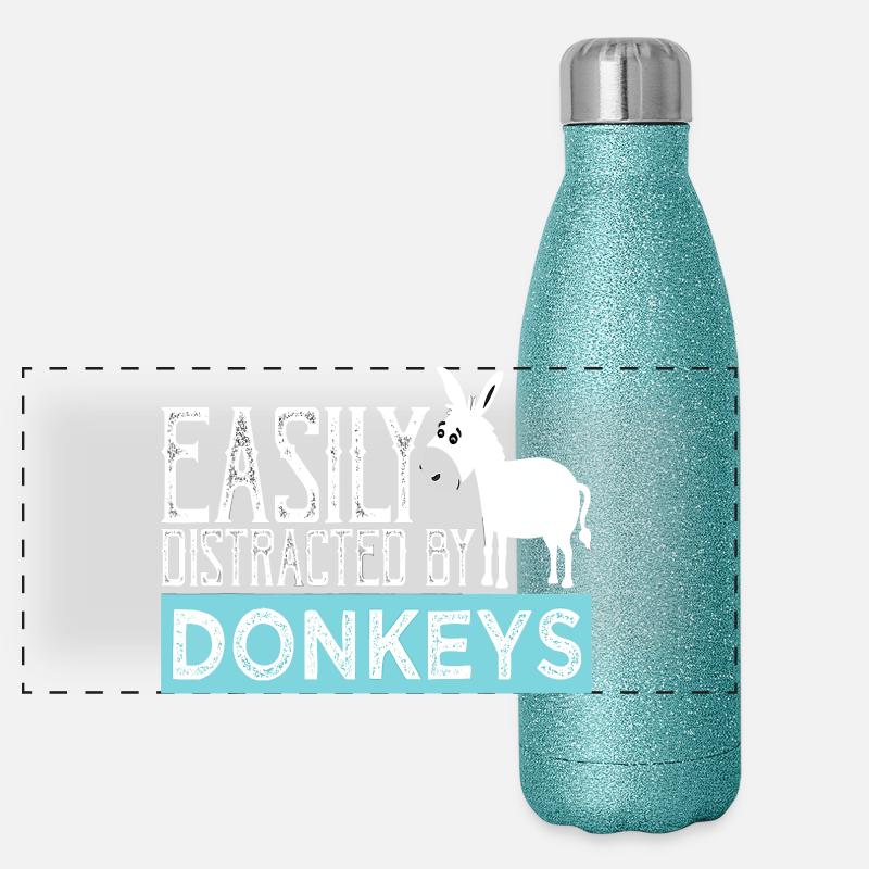 Easily Distracted by Donkeys Panoramic Glitter Thermal Bottle 500 ml