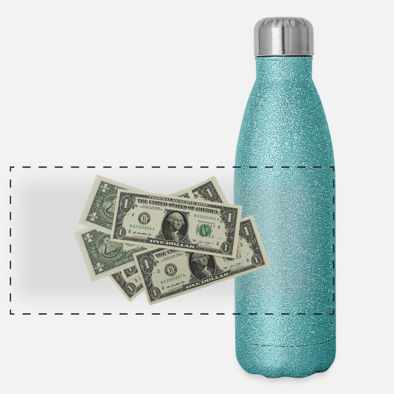Geld - Dollar - Bargeld Panorama Glitzer Isolierflasche 500 ml