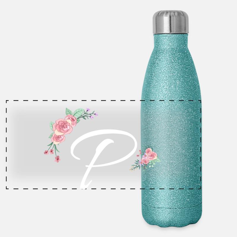 Lettre p fleurs Gourde isotherme panoramique pailletée 500 ml
