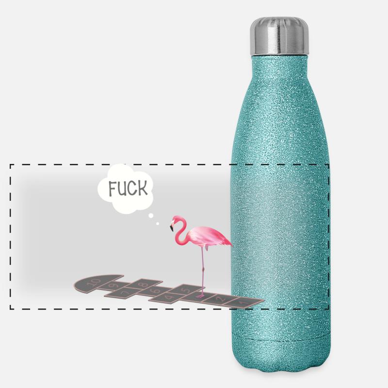Flamingo with a problem Panoramic Glitter Thermal Bottle 500 ml