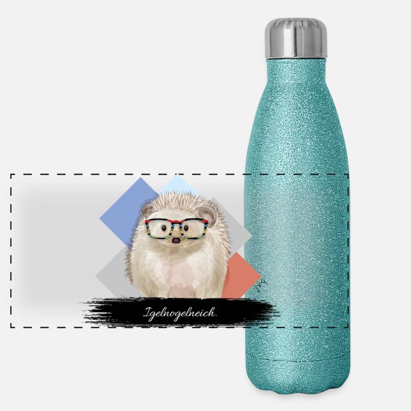 JvG Igel "Igelnogelneich" - Panorama Glitzer Isolierflasche 500 ml - Blau Glitzer