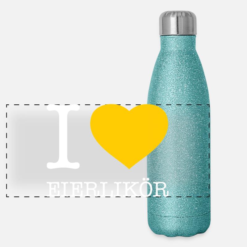 I love Eierlikör Panorama Glitzer Isolierflasche 500 ml