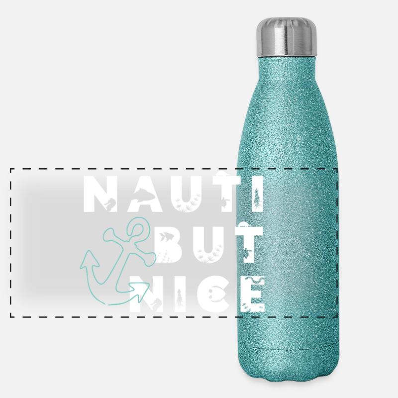 Nauti but nice – Sail Saying Pun Gift Panoramic Glitter Thermal Bottle 500 ml