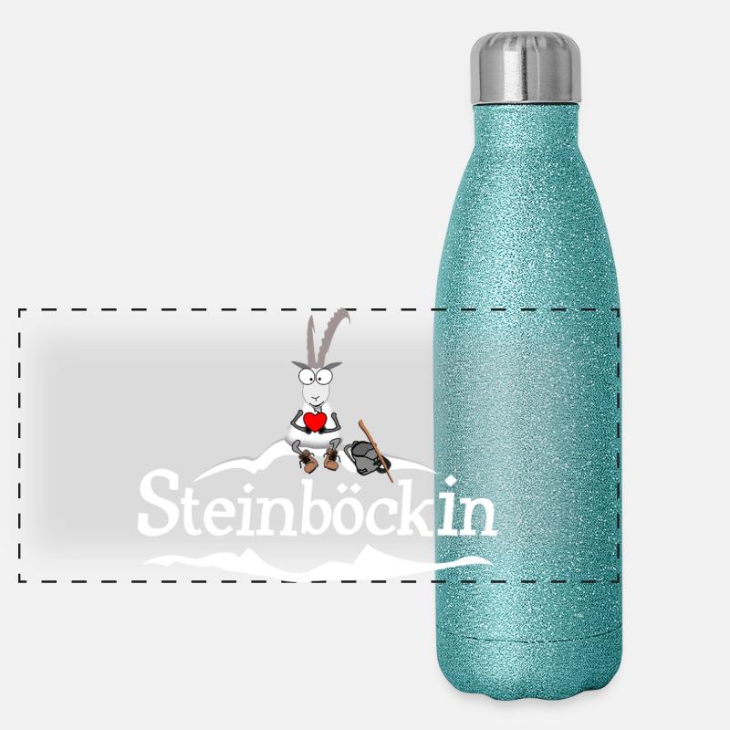 Jeu de mots sur le Capricorne Gourde isotherme panoramique pailletée 500 ml