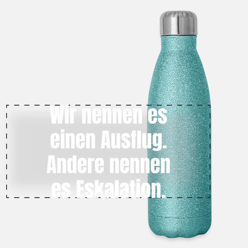 Ausflug oder Eskalation Typografie Panorama Glitzer Isolierflasche 500 ml