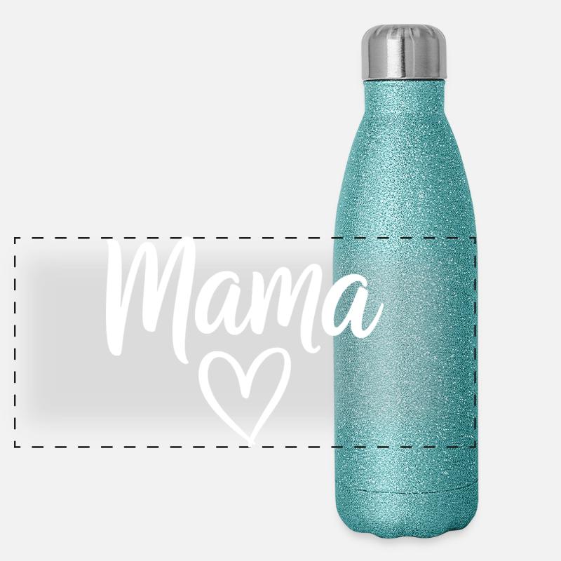 Mama Heart Script Logo Panorama Glitzer Isolierflasche 500 ml
