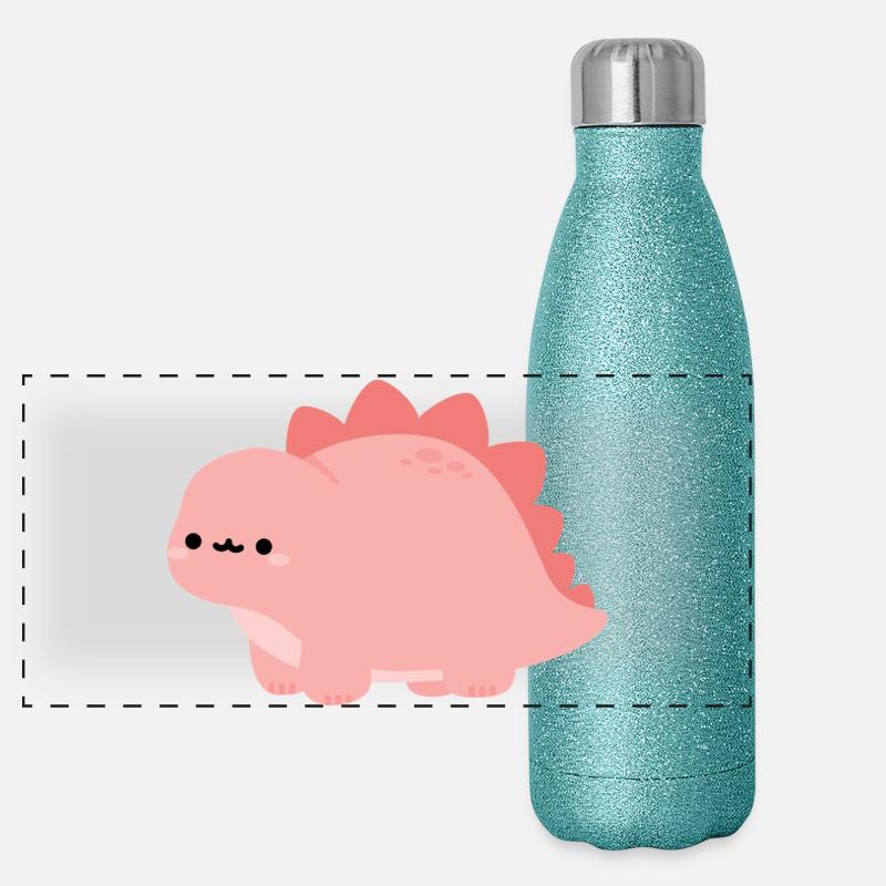 Mignon Dino Rose Stegosaurus Gourde isotherme panoramique pailletée 500 ml