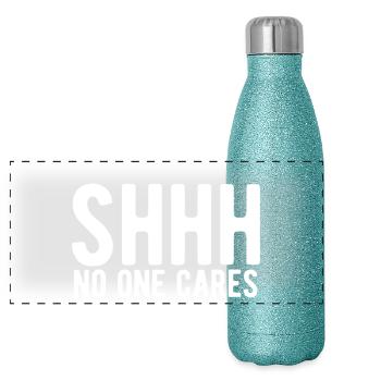 Shhh No One Cares - Panoramic Glitter Thermal Bottle 500 ml - blue glitter - Front