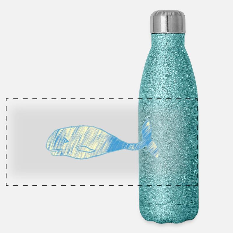 Whale or bleu cru Gourde isotherme panoramique pailletée 500 ml