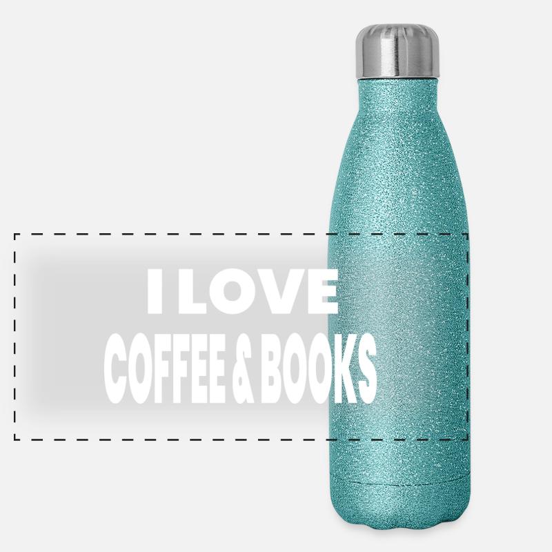 Kaffee - Panorama Glitzer Isolierflasche 500 ml - Blau Glitzer
