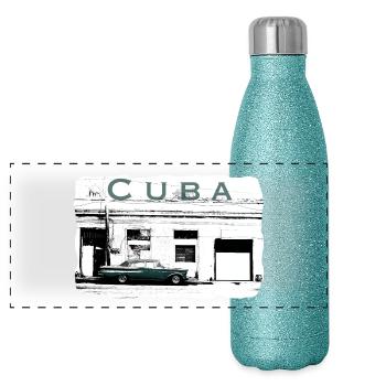 streetsofcuba - Panoramic Glitter Thermal Bottle 500 ml - blue glitter - Front