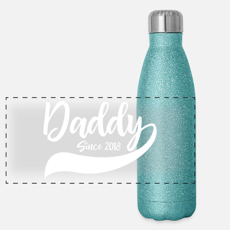 Daddy Since 2018 Panorama Glitzer Isolierflasche 500 ml