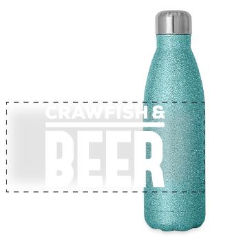 Crawfish & Beer – Maritimer Genussmoment - Panorama Glitzer Isolierflasche 500 ml - Blau Glitzer - Vorne
