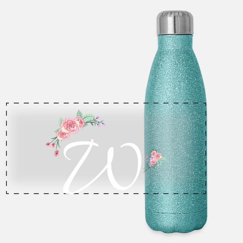 Lettre w fleurs Gourde isotherme panoramique pailletée 500 ml