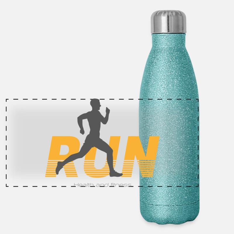 Laufen - männlich - Panorama Glitzer Isolierflasche 500 ml - Blau Glitzer