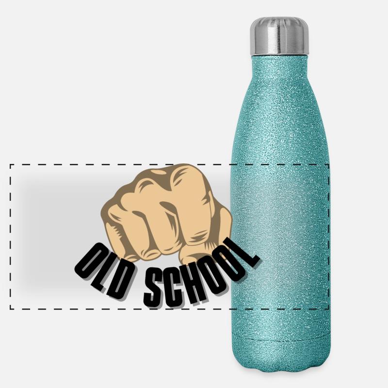 Oldschool - Panoramic Glitter Thermal Bottle 500 ml - blue glitter