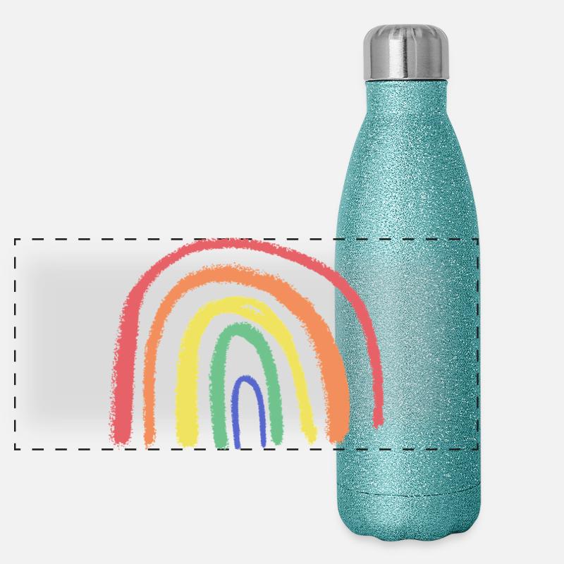 Skurriler Regenbogen-Pinselbogen Panorama Glitzer Isolierflasche 500 ml