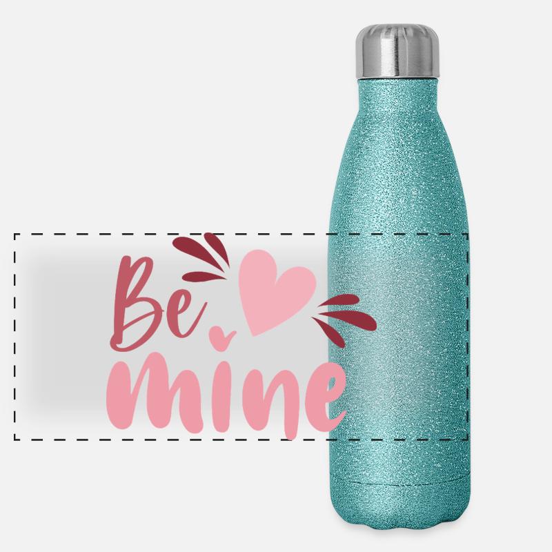 Be Mine Heart Skript Panorama Glitzer Isolierflasche 500 ml
